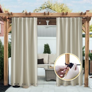 NICETOWN Weatherproof Outdoor Curtains, 2 Panels, Windproof Waterproof Privacy Drapes with Rope - 1 of 4