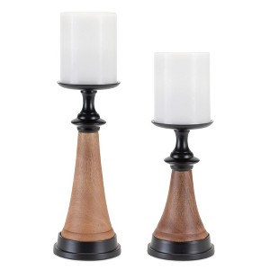 Melrose Tapered Wood Candle Holder (Set of 2) - 1 of 2