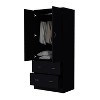 ORRD Wardrobe with 2 Doors & 2 Drawers, Freestanding Storage Cabinet with Hanging Rod, Closet Organizer for Bedroom, Black - 3 of 4