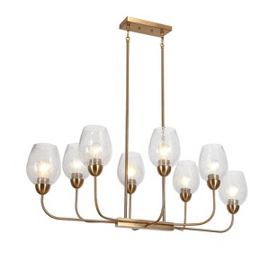 LNC Mirabellisation 8-Lights 42"Modern  Luxury Sputnik Crackled-Glass Chandelier, Gold - 1 of 4