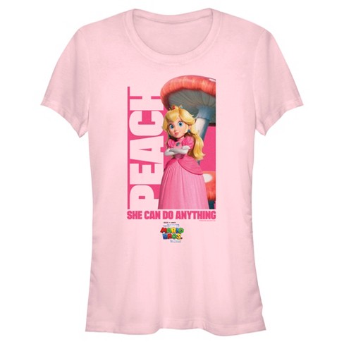 Juniors Womens The Super Mario Bros. Movie Peach She Can Do Anything  T-Shirt - Light Pink - Small