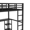TopComfy Beds Full Size Loft Bed Frame with Built In Wardrobe Metal Structure with Desk and Storage Shelves for Bedroom, Black, 57.48"*68.89"*152.12" - 4 of 4