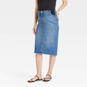 Midi Maternity Denim Skirt - Isabel Maternity by Ingrid & Isabel™ Medium Wash - 1 of 4