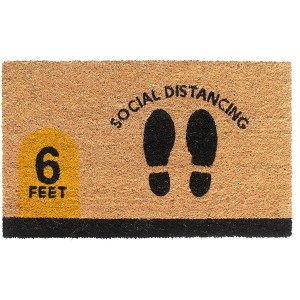RugSmith Black Machine Tufted Social Distancing  Doormat - 1 of 4