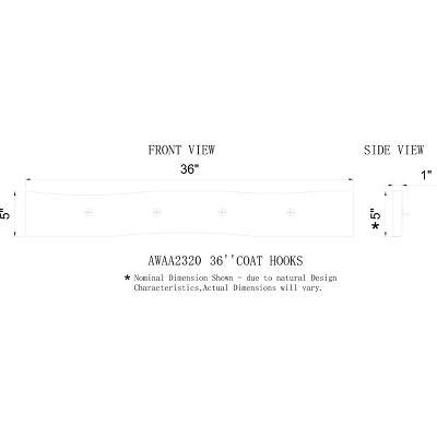 Alpine Natural Acacia Wood Live Edge Bench with Black Metal Coat Hooks