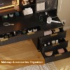 Modern Makeup Vanity Desk with LED Mirror & Outlet, Glass Top Fluted Design, 5 Drawers + Shelf, Acrylic Door Dressing Table for Bedroom (Black) - 4 of 4