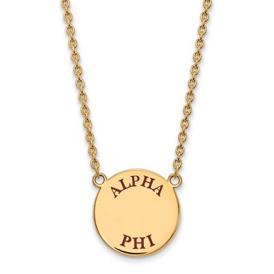 Black Bow Jewelry 14k Yellow Gold Plated Sterling Silver Alpha Phi Greek Life Necklace 18 Inch