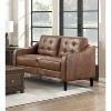 Okak Modern Casual Sofa Set 2pc with Thick Button Tufted Cushion , Solid Wood Legs Polished Microfiber Couch 5 Seat for Apartments, living Room, Brown - 2 of 4