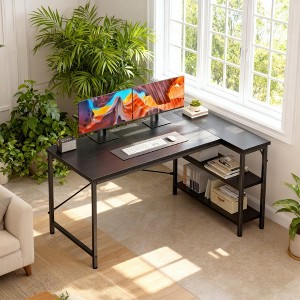 FONTOI 47 Inch L Shaped Computer Desk Gaming Desk Corner Desks Home Office Desk with Open Shelf Working Table with Storage, Black, 31.5"* 47.2"*28.6" - 1 of 4