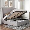 Bed Frame with Lift Up Storage,Linen Upholstered Platform Bed,Wingback Headboard - 2 of 4