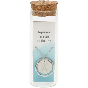 Pavilion Gift Company - River - 16.5" - 18.5" Stainless Steel Engraved Necklace in a Bottle - Necklaces - 1 of 4