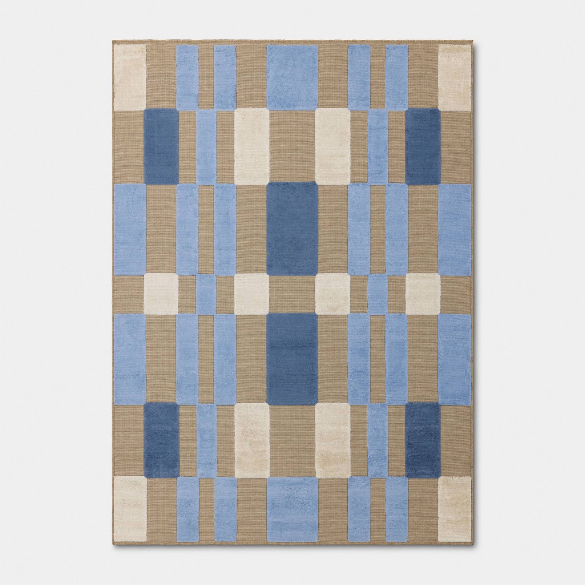 5'x7' Multi Check Rectangular Woven Outdoor Area Rugs Blue - Threshold™