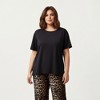 Anna-Kaci Lounge Women's 2-Piece Set Short Sleeve Top and Leopard Print Pajama Pants with Stretch Waist Tie and Easy Straight-Leg Fit - 2 of 4