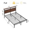 Hausource Vintage Bed Frame with Storage LED Headboard, No Box Spring Needed - 3 of 4