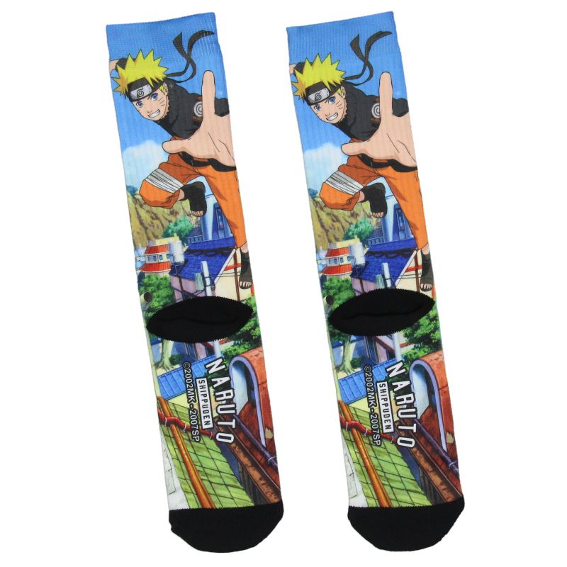 Naruto: Shippuden Men's Manga Anime Naruto Hidden Leaf Village Crew Socks (8-12) Multicoloured, 2 of 4