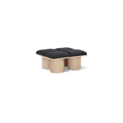 Meridian Furniture,Pavilion Black Boucle Fabric Bench