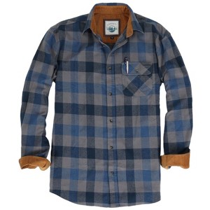 Gioberti Men's Long Sleeve Brushed Flannel Plaid Checkered Shirt with Corduroy Contrast - 1 of 4