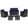 Bigget Outdoor 6 Piece Steel Wicker Patio Conversation Set Rattan Furniture - 4 of 4