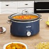 Heynemo 3 Quart Slow Cooker & Mini Food Warmer with 3 Heating Settings, Removable Ceramic Pot, Dishwasher Safe Glass Lid, Stainless Steel, Blue - 2 of 4