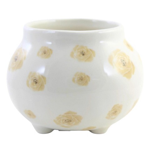 Home Decor Cottage Floral Vase Yellow Footed Flowers - Decorative Vases :  Target