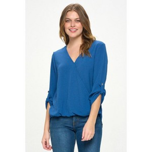 WEST K Women's Alexa Surplice V-Neck Rolltab Blouse - 1 of 4
