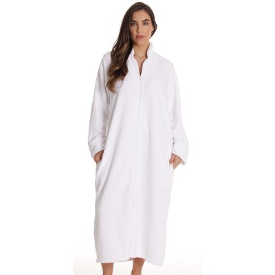 Just Love Womens Plush Zipper Lounger Solid Robe | Long Bathrobe Duster