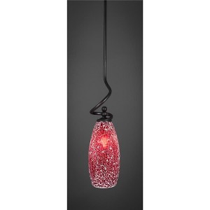 Toltec Lighting Capri 1 - Light Pendant in  Dark Granite with 5.5" Red Fusion Shade - 1 of 1