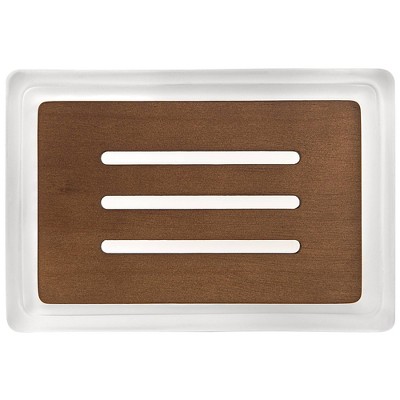 Frosted Glass and Wood Soap Dish