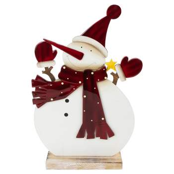 Northlight 12" Glossy Snowman in Red Scarf and Mittens Christmas Decoration