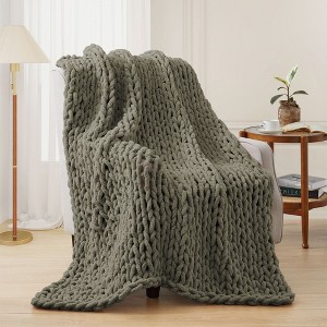 Peace Nest Handmade Chunky Knit Chenille Yarn Throw Blanket 50"x60" - 1 of 4