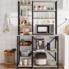 Bakers Rack with Power Outlet, 7-Tier Microwave Stand with Wire Basket, Coffee Bar with 4 s-Shaped Hooks - 3 of 4