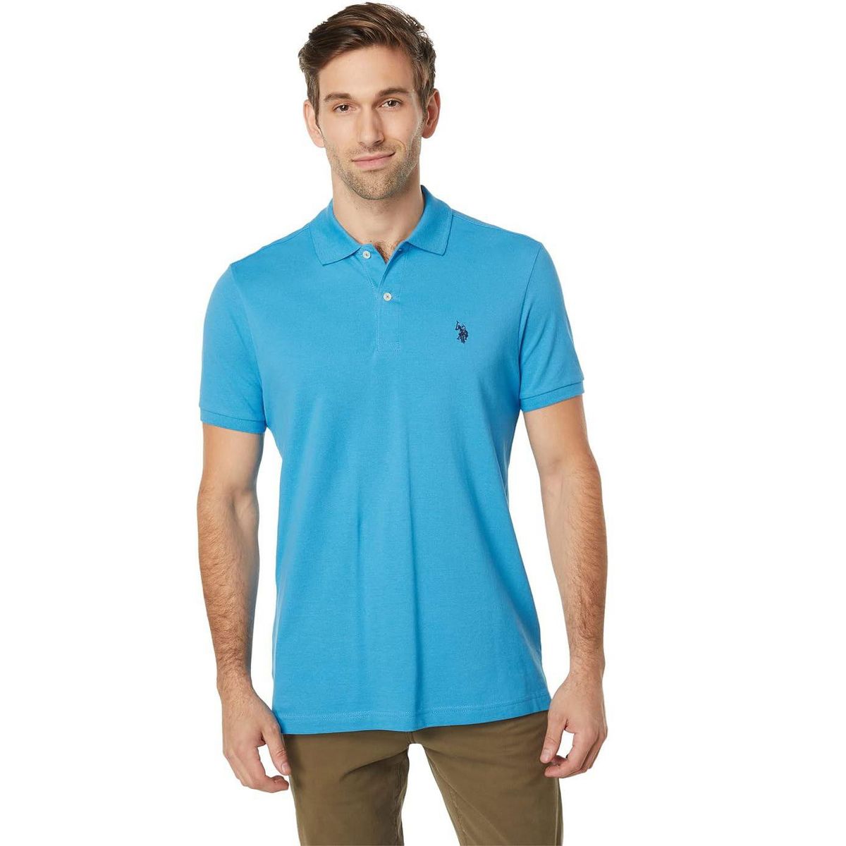 U.S. Polo Assn. Men's Classic Polo Shirt, Two-Button Closure Pique Polo Shirt, Summer Fashion Golf Shirt