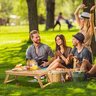 Natural Bamboo Adjustable Laptop Lap Tray with Drawer