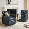Set of 2 Eva Genuine Leather Swivel Rocker Armchair with Nailhead Trims for Living Room | ARTFUL LIVING DESIGN - 2 of 4