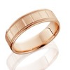 Pompeii3 6mm Flat Brushed Hand Carved Mens 14K Rose Gold Flat Wedding Band - 2 of 3