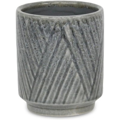 Cheung's Parlora Crossed Diagonal Pattern Straight Side Ceramic Pot - Small - Gray
