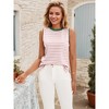 ATHLECHIC Women's Striped Color Block Side Slits Crew Neck Casual Sleeveless Shirts - 2 of 4
