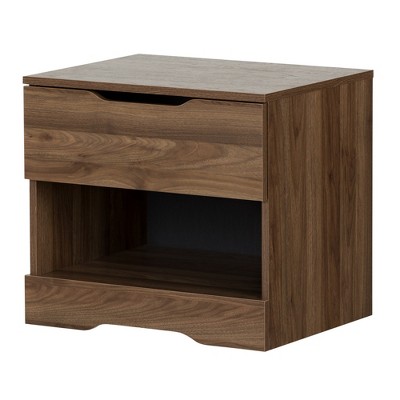 South Shore Holland 1 Drawer Nightstand Natural Walnut: Modern Bedside ...