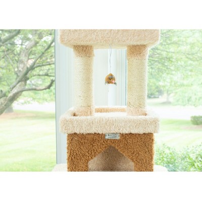 83-Inch Beige and Brown Faux Fur Cat Tree Tower