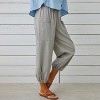 Women's Cropped Pants High Waist Drawstring  Pants Wide Leg with Pockets - 2 of 4