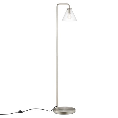 Modway Element Transparent Glass Glass and Metal Floor Lamp - Iron Base, LED Compatible