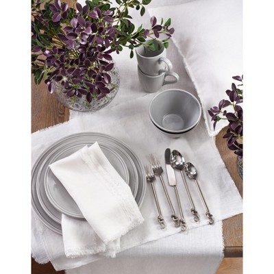 Terracotta Stone-Washed Linen Fringed Table Runner 16" x 72"