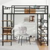 Whisen Black Metal Loft Bed with Desk and Shelves - 2 of 4