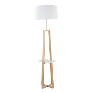 LumiSource Cosmo Shelf Contemporary/Glam Floor Lamp in White Marble and Gold Metal with White Linen Shade: Elegant Design, UL Listed, 60W - 1 of 4