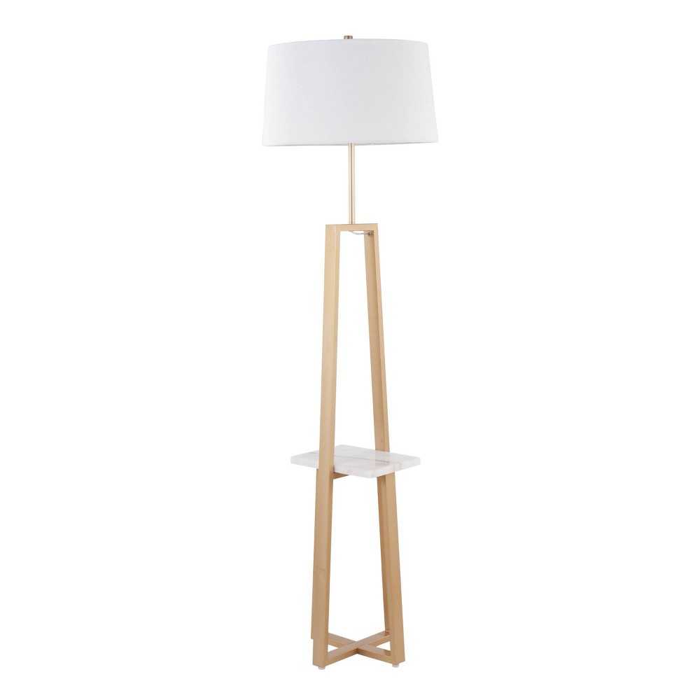 Photos - Floodlight / Street Light LumiSource Cosmo Shelf Contemporary/Glam Floor Lamp in White Marble and Go