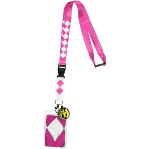 Power Rangers Lanyard ID Badge Holder Pink Ranger w/ Pterodactyl Rubber Pendant - 1 of 4