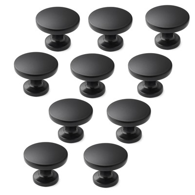 Matte Black Round Cabinet Knobs with Mounting Hardware, 10 Pack