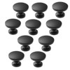 Cauldham Solid Round Kitchen Cabinet Knobs Pulls (1-1/8" Diameter) - Dresser Drawer/Door Hardware - Style R126 - Matte Black - 3 of 4