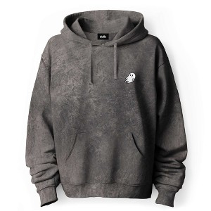Dalix Ghost Embroidered Washed Hooded Sweatshirt Fleece Soft Cotton Mens - 1 of 4