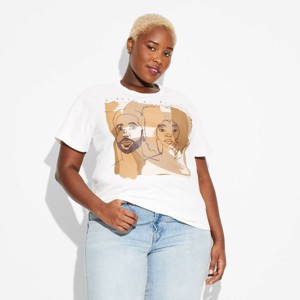 Women's Two Shaded Beauty Short Sleeve Graphic T-Shirt - Off-White - 1 of 3